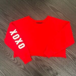 KatieJ Off The Shoulder Crop Sweatshirt